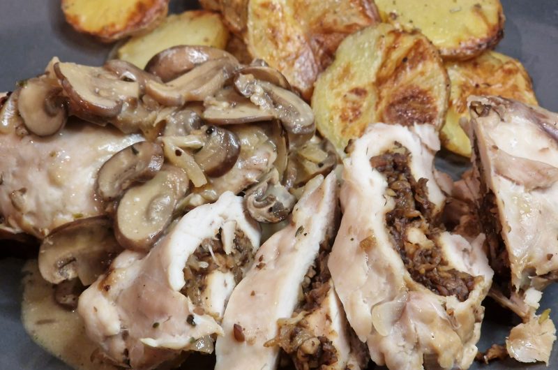 Poulet gefëllt mat Duxelles