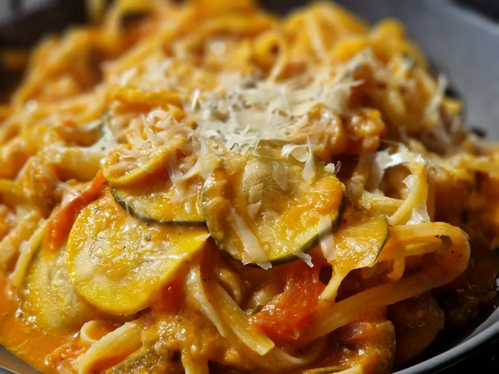 Rataouille, Pasta, Parmesan, Spaghetti